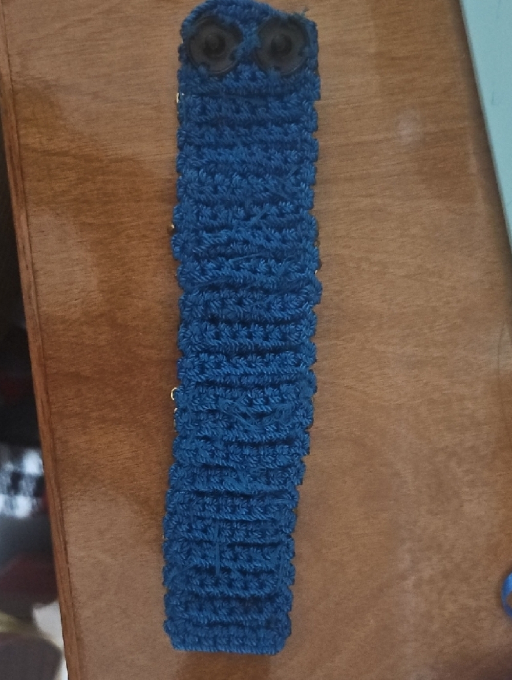 Frida Khalo Blue Crochet Charm Bracelet with Gold Accents - Picture 5 of 8